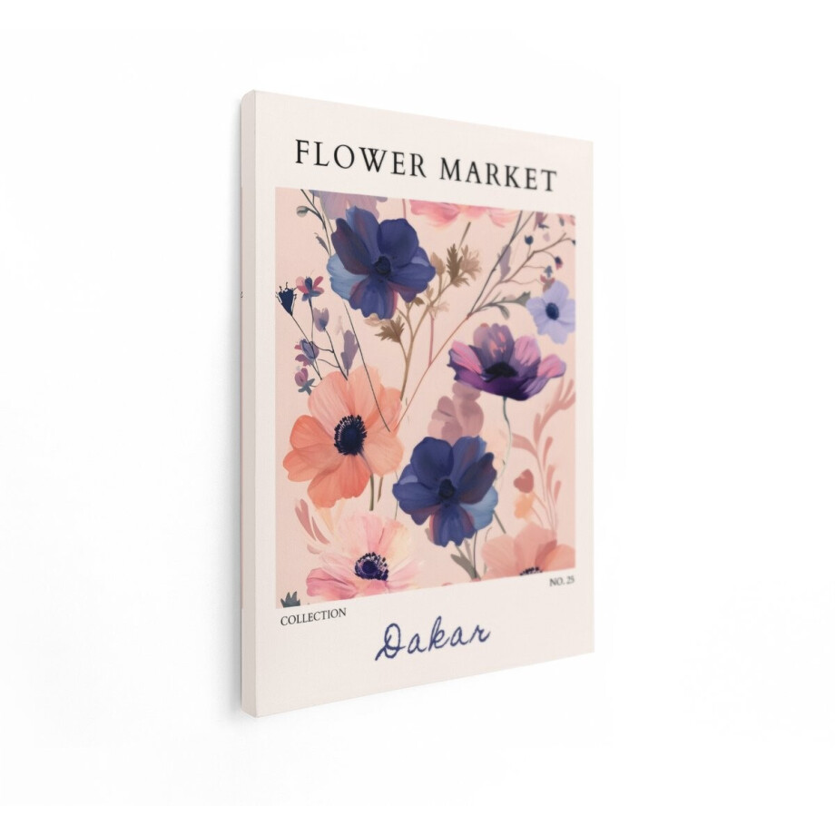 Artaza Canvas Schilderij Bloemenmarkt Poster met Anemoon Bloemen in Zachte Pastelkleuren - 30x40 cm - Klein - Wanddecoratie Woonkamer - Schilderijen - Muurdecoratie afbeelding 1