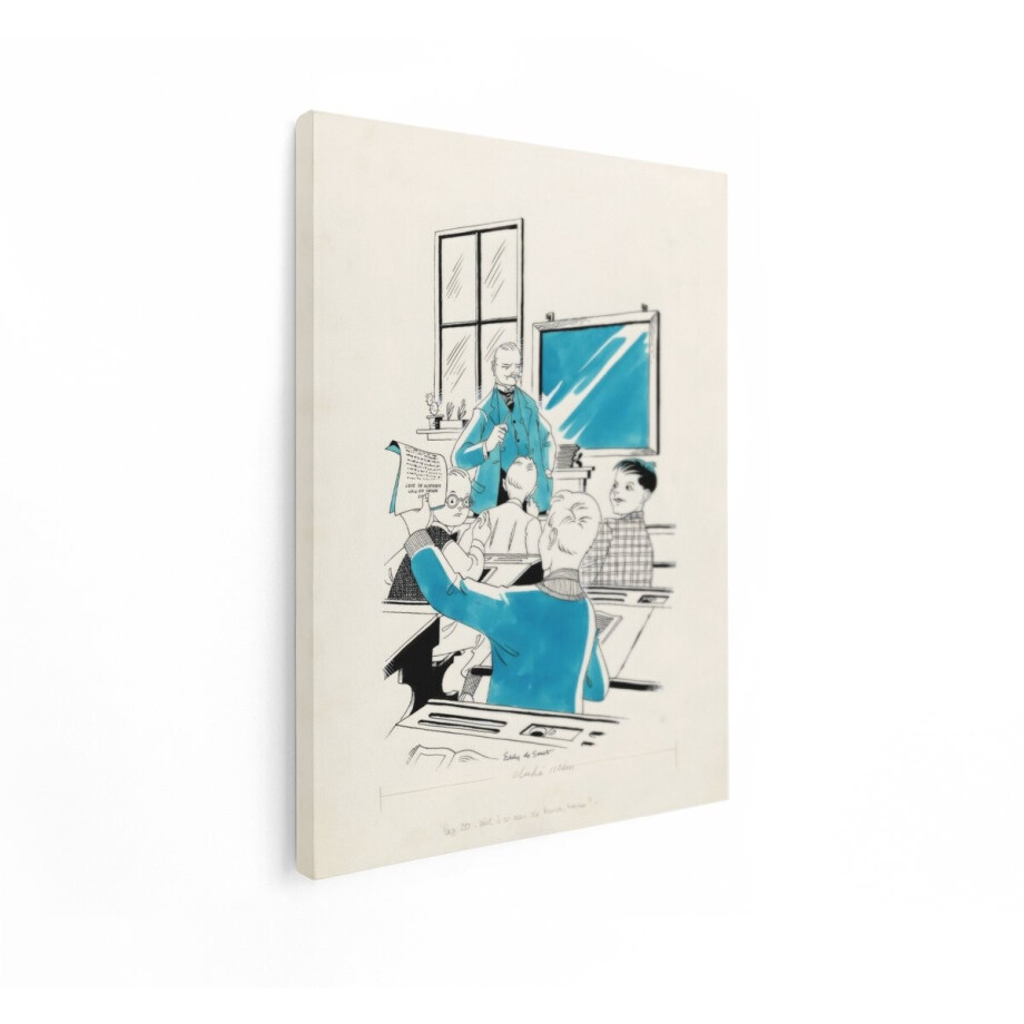 Artaza Canvas Schilderij Schoolklas - 30x40 cm - Vintage Wanddecoratie - Muurdecoratie Leerlingen - Retro Kamer Accessoires afbeelding 1