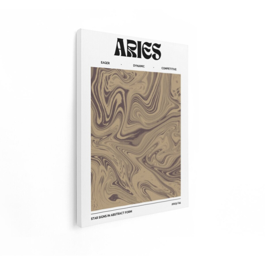 Artaza Canvas Schilderij Abstracte Weergave van het Ram-Sterrenbeeld met Wervelende Patronen en Beschrijvende Woorden - 60x80 cm - Wanddecoratie Woonkamer - Schilderijen - Muurdecoratie afbeelding 1