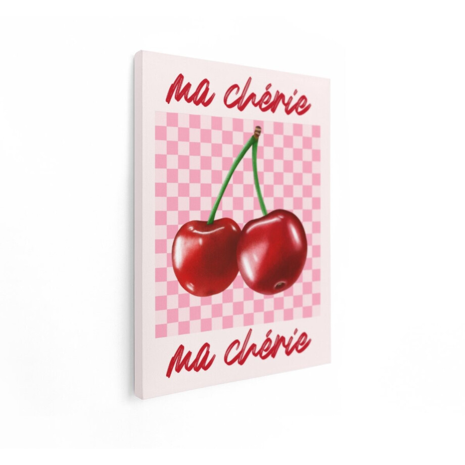 Artaza Canvas Schilderij Kersen - 60x80 cm - Wanddecoratie Ma Chérie - Muurdecoratie Roze - Decoratie Fruit Retro Artaza Canvas Schilderij Kersen - 60x80 cm - Wanddecoratie Ma Chérie - Muurdecoratie Roze - Decoratie Fruit Retro afbeelding 1