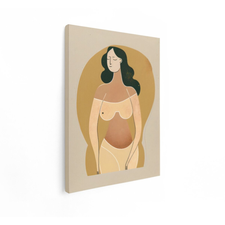 Artaza Canvas Schilderij Moderne Illustratie van een Vrouw met Gesloten Ogen in Zachte - Aardse Tinten - 60x80 cm - Wanddecoratie Woonkamer - Schilderijen - Muurdecoratie Artaza Canvas Schilderij Moderne Illustratie van een Vrouw met Gesloten Ogen in Zachte - Aardse Tinten - 60x80 cm - Wanddecoratie Woonkamer - Schilderijen - Muurdecoratie afbeelding 1