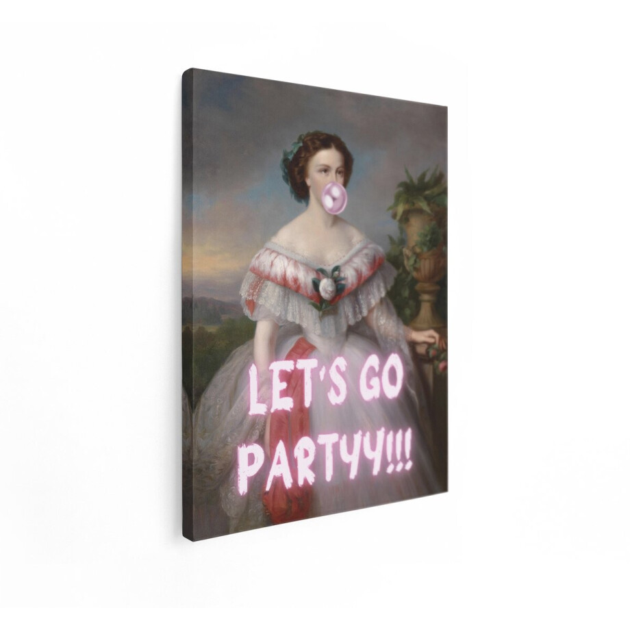 Artaza Canvas Schilderij Vrouw - 90x120 cm - Wanddecoratie Modern Portret - Muurdecoratie Kauwgom - Decoratie Tekst Let's Go Party - Roze Artaza Canvas Schilderij Vrouw - 90x120 cm - Wanddecoratie Modern Portret - Muurdecoratie Kauwgom - Decoratie Tekst Let's Go Party - Roze afbeelding 1