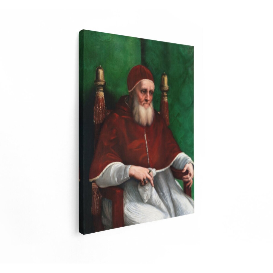 Artaza Canvas Schilderij Portret Paus Julius II - 90x120 cm - Wanddecoratie Rafaël - Muurdecoratie Renaissance - Decoratie Klassiek afbeelding 1