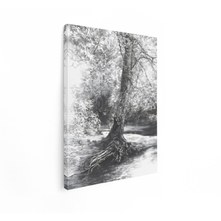 Artaza Canvas Schilderij Boom - 60x80 cm - Wanddecoratie Natuur Zwart Wit - Muurdecoratie Landschap - Decoratie Bos Waterkant Artaza Canvas Schilderij Boom - 60x80 cm - Wanddecoratie Natuur Zwart Wit - Muurdecoratie Landschap - Decoratie Bos Waterkant afbeelding 1