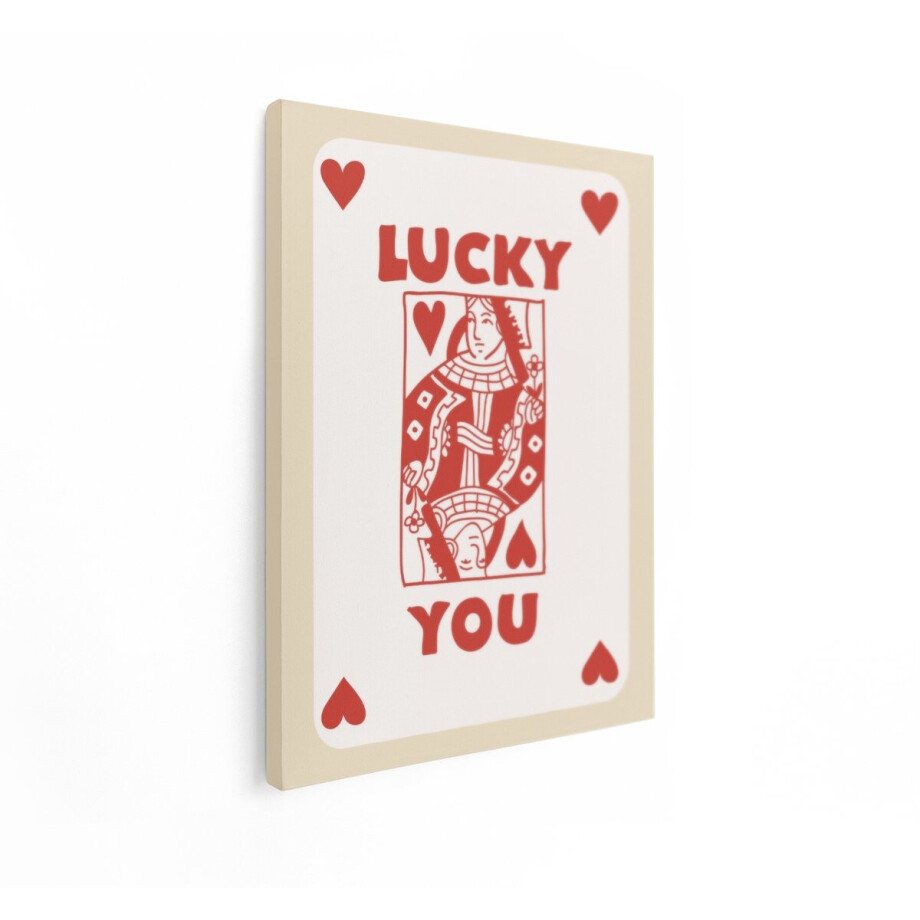 Artaza Canvas Schilderij Gelukskaart met Koningin en Hartjes - Gelukwens - 60x80 cm - Wanddecoratie Woonkamer - Schilderijen - Muurdecoratie afbeelding 1