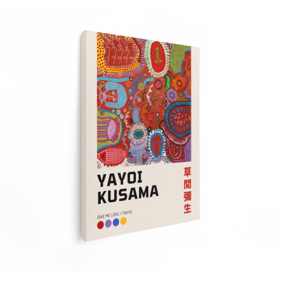 Artaza Canvas Schilderij Abstract Yayoi Kusama - 60x80 cm - Wanddecoratie Modern - Muurdecoratie Kleurrijk - Decoratie Tokyo Poster afbeelding 1