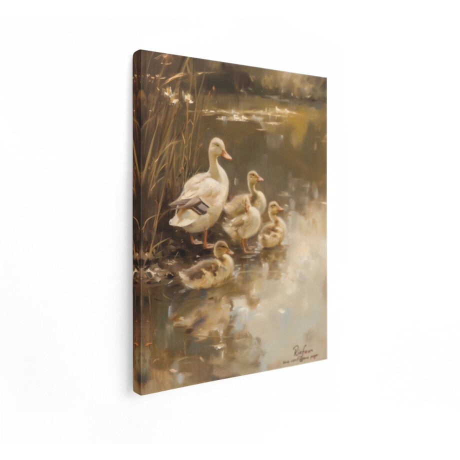 Artaza Canvas Schilderij Eend Met Kuikens - 90x120 cm - Wanddecoratie Vogels - Muurdecoratie Natuur - Decoratie Waterkant Artaza Canvas Schilderij Eend Met Kuikens - 90x120 cm - Wanddecoratie Vogels - Muurdecoratie Natuur - Decoratie Waterkant afbeelding 1