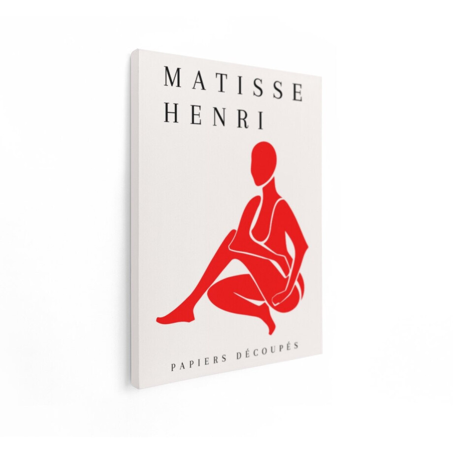 Artaza Canvas Schilderij Abstract Henri Matisse - 30x40 cm - Wanddecoratie Vrouw Silhouet - Muurdecoratie Papiers Découpés - Kamer Accessoires - Rood afbeelding 1