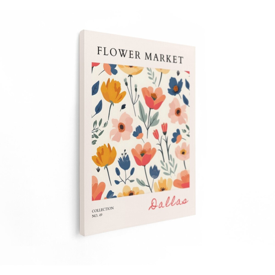 Artaza Canvas Schilderij Bloemen Poster Dallas - 30x40 cm - Wanddecoratie Boho - Muurdecoratie Kleurrijk - Schilderijen Op Canvas afbeelding 1
