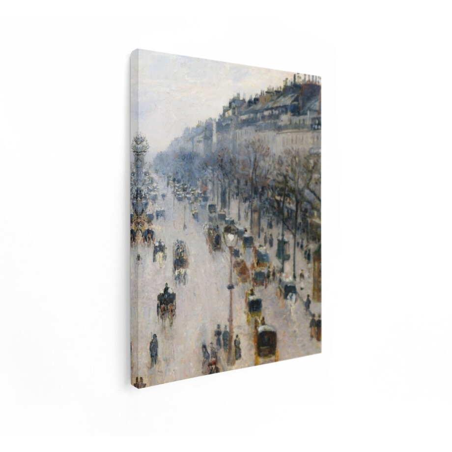 Artaza Canvas Schilderij Impressionistische Straatscène met Paardenkoetsen en Gebouwen in Parijs - 30x40 cm - Klein - Wanddecoratie Woonkamer - Schilderijen - Muurdecoratie afbeelding 1