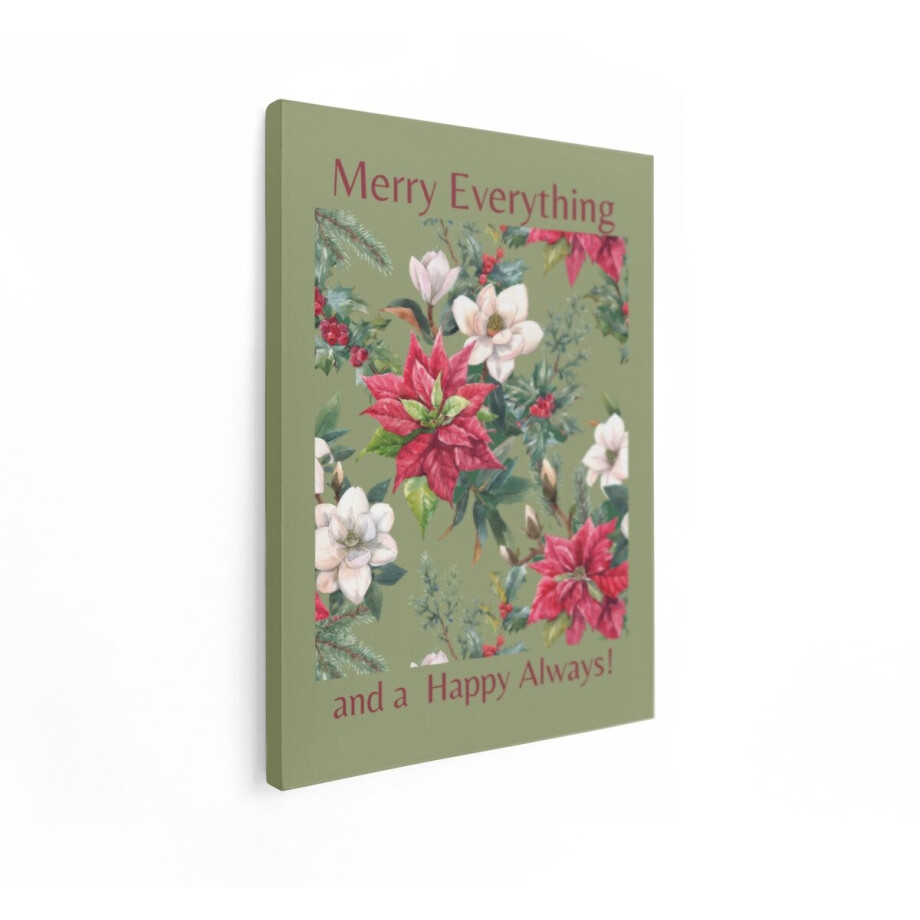 Artaza Canvas Schilderij Vrolijk Alles en een Happy Always-Aquarel Bloemen Feestkaart - 30x40 cm - Klein - Wanddecoratie Woonkamer - Schilderijen - Muurdecoratie afbeelding 1
