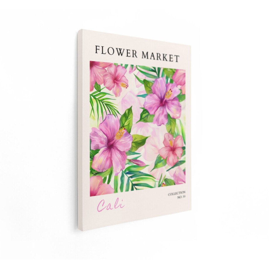 Artaza Canvas Schilderij Hibiscus - 30x40 cm - Wanddecoratie Flower Market - Muurdecoratie Tropisch Aquarel - Schilderijen Op Canvas Roze afbeelding 1