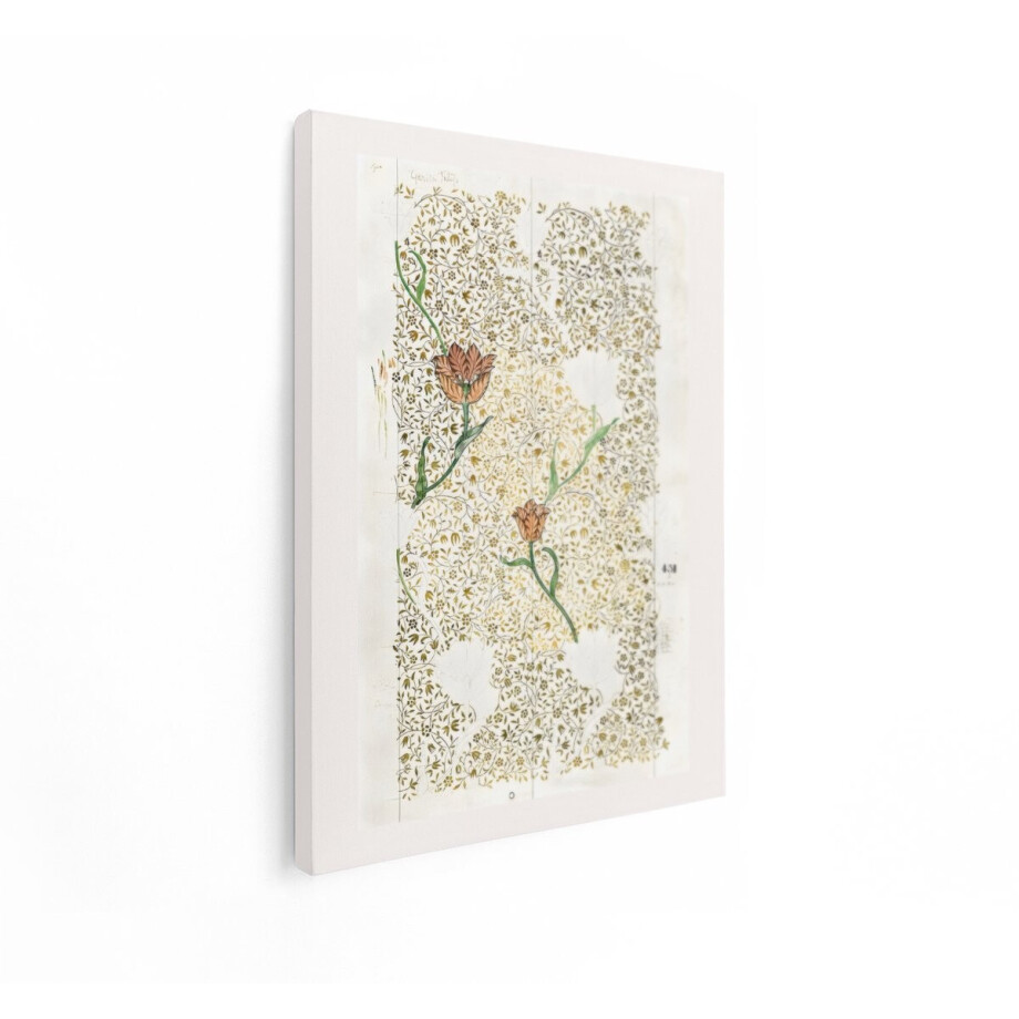 Artaza Canvas Schilderij Bloemen Schilderij - 30x40 cm - Wanddecoratie Vintage Tulpen - Muurdecoratie Botanisch Patroon - Schilderijen Op Canvas afbeelding 1