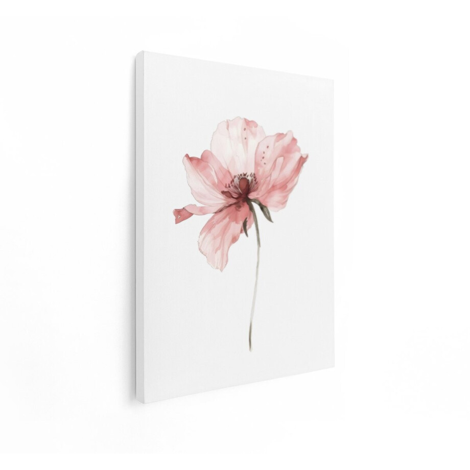 Artaza Canvas Schilderij Roze Bloem - 30x40 cm - Wanddecoratie Aquarel - Muurdecoratie Botanisch - Boho Decoratie - Kamer Accessoires afbeelding 1