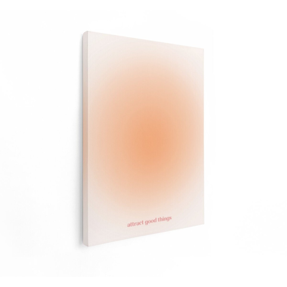 Artaza Canvas Schilderij Attract Good Things - 90x120 cm - Wanddecoratie Abstract - Muurdecoratie Quote - Decoratie Oranje Gloed afbeelding 1
