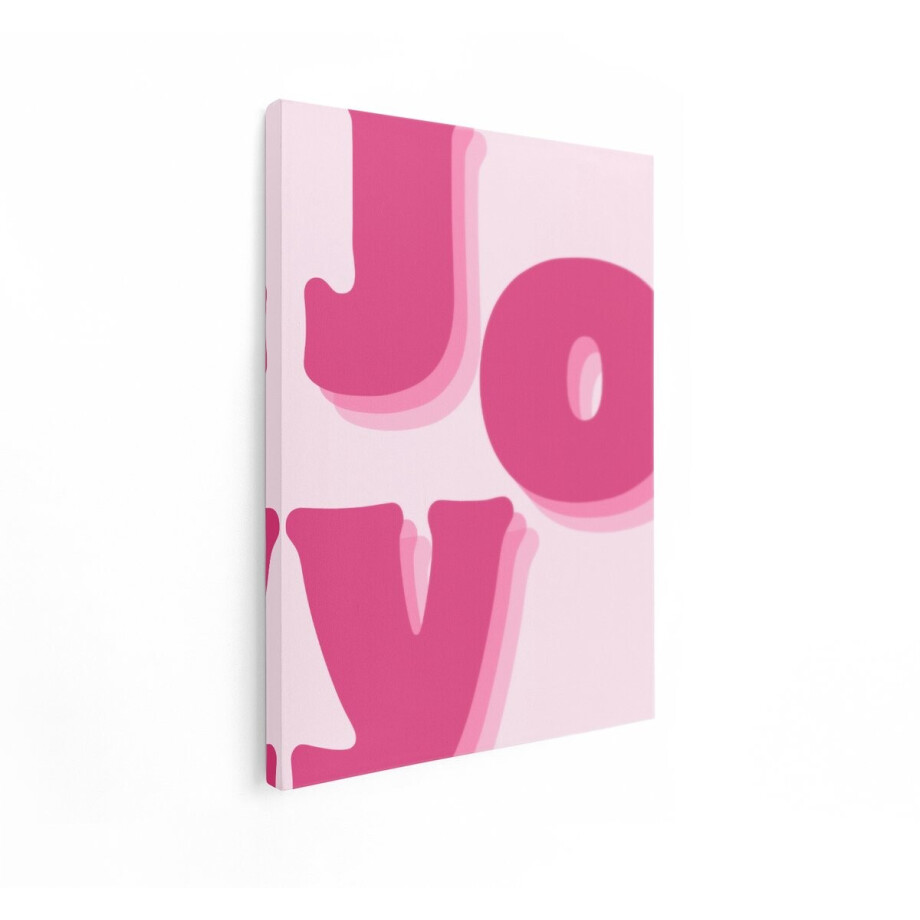 Artaza Canvas Schilderij Joy Tekst - 60x80 cm - Wanddecoratie Roze - Muurdecoratie Quote - Schilderijen Op Canvas Kinderkamer - Roze afbeelding 1
