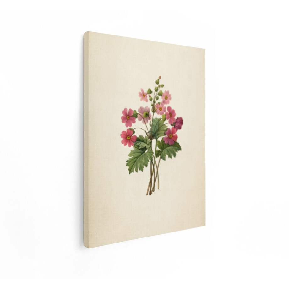 Artaza Canvas Schilderij Vintage Bloemen - 30x40 cm - Wanddecoratie Botanisch - Muurdecoratie Roze Boeket - Kamer Accessoires afbeelding 1