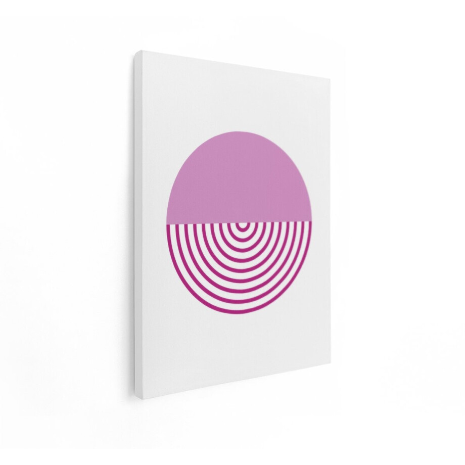 Artaza Canvas Schilderij Abstracte Cirkel met Paarse Concentrische Cirkels en een Effen Paarse Bovenkant - 60x80 cm - Wanddecoratie Woonkamer - Schilderijen - Muurdecoratie afbeelding 1