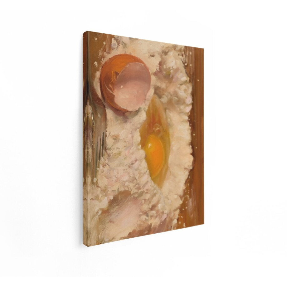 Artaza Canvas Schilderij Stilleven - 30x40 cm - Wanddecoratie Keuken - Muurdecoratie Ei En Bloem - Decoratie Olieverf - Kamer Accessoires afbeelding 1