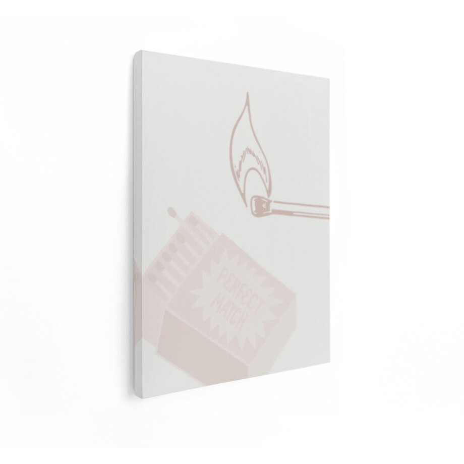 Artaza Canvas Schilderij Lucifer Perfect Match - 60x80 cm - Wanddecoratie Minimalistisch - Muurdecoratie Liefde - Decoratie Tekst Beige afbeelding 1