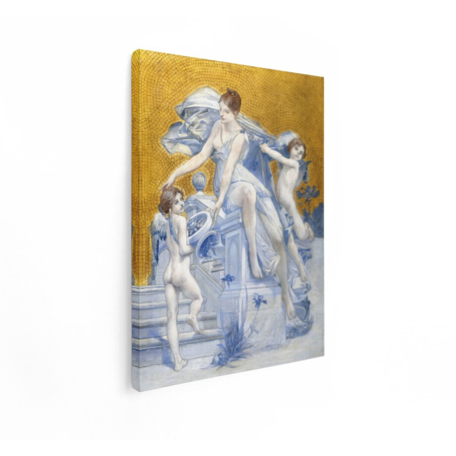 Artaza Canvas Schilderij Vrouw Met Putti - 30x40 cm - Wanddecoratie Goud - Muurdecoratie Mozaiek - Kamer Accessoires - Blauw Artaza Canvas Schilderij Vrouw Met Putti - 30x40 cm - Wanddecoratie Goud - Muurdecoratie Mozaiek - Kamer Accessoires - Blauw afbeelding 1