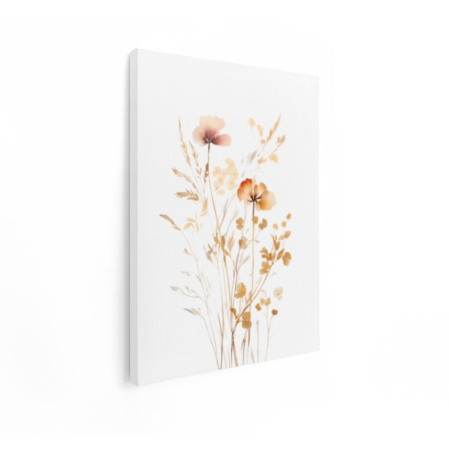 Artaza Canvas Schilderij Veldbloemen - 30x40 cm - Boho Muurdecoratie Grassen - Wanddecoratie Bohemian Natuur - Schilderijen Op Canvas afbeelding 1
