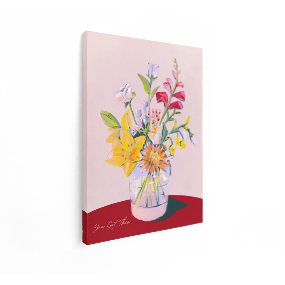 Artaza Canvas Schilderij Bloemen Schilderij - 30x40 cm - Wanddecoratie Boho - Muurdecoratie You Got This - Kamer Accessoires Tekst afbeelding 1