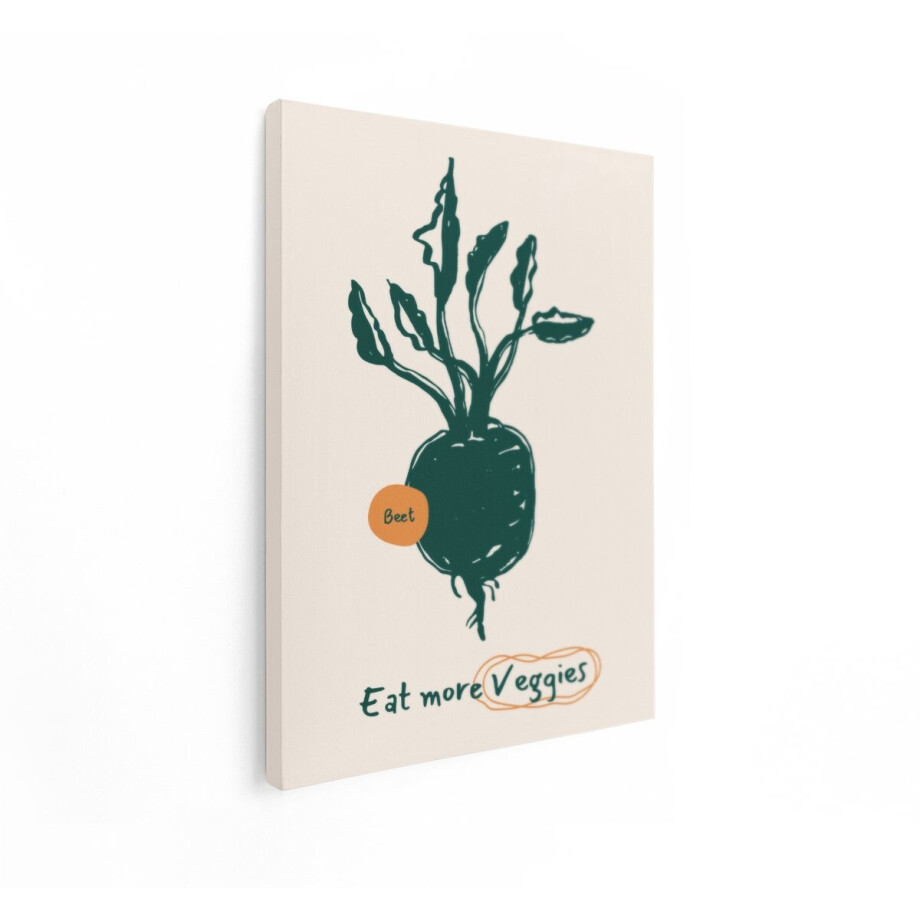 Artaza Canvas Schilderij Handgetekende Biet met Bladeren en de Tekst 'Eat More Veggies' - 90x120 cm - Groot - Wanddecoratie Woonkamer - Schilderijen - Muurdecoratie Artaza Canvas Schilderij Handgetekende Biet met Bladeren en de Tekst 'Eat More Veggies' - 90x120 cm - Groot - Wanddecoratie Woonkamer - Schilderijen - Muurdecoratie afbeelding 1