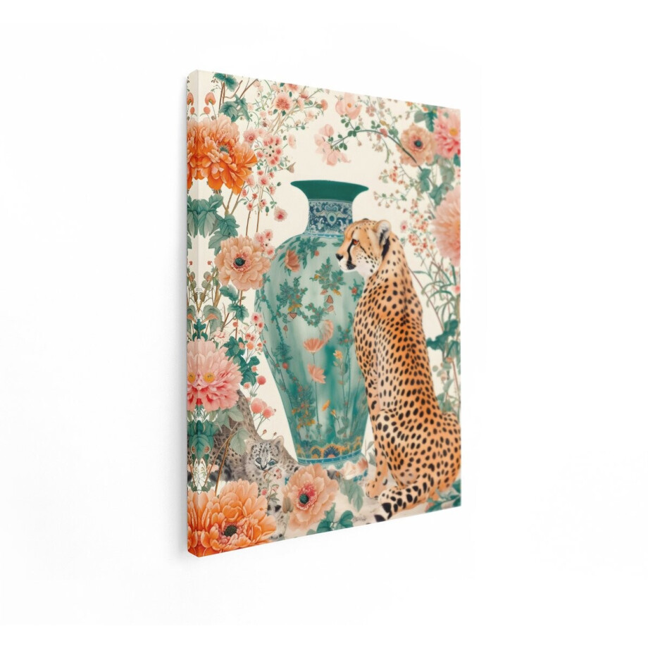 Artaza Canvas Schilderij Luipaard - 30x40 cm - Wanddecoratie Bloemen Vintage - Muurdecoratie Dieren - Schilderijen Op Canvas Boho afbeelding 1