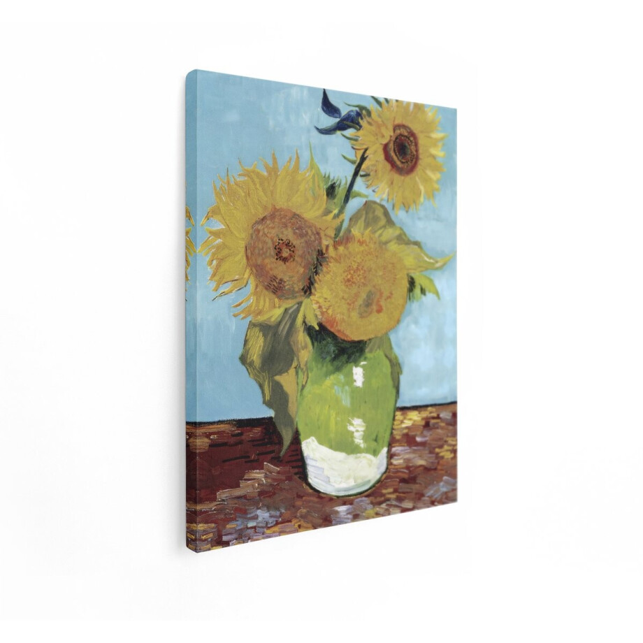 Artaza Canvas Schilderij Zonnebloemen Van Gogh - 90x120 cm - Wanddecoratie Bloemen - Muurdecoratie Stilleven - Decoratie Woonkamer afbeelding 1