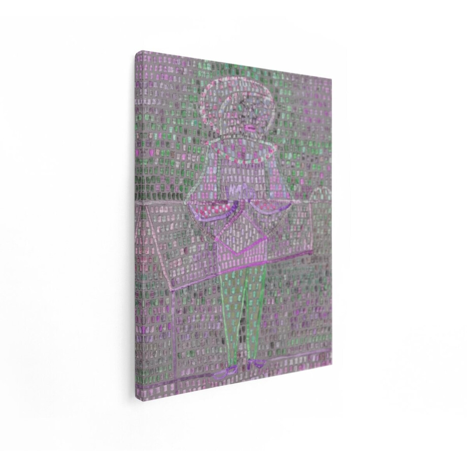 Artaza Canvas Schilderij Abstracte Figuur - 60x80 cm - Wanddecoratie Modern - Muurdecoratie Mozaïek - Decoratie Paars Groen afbeelding 1
