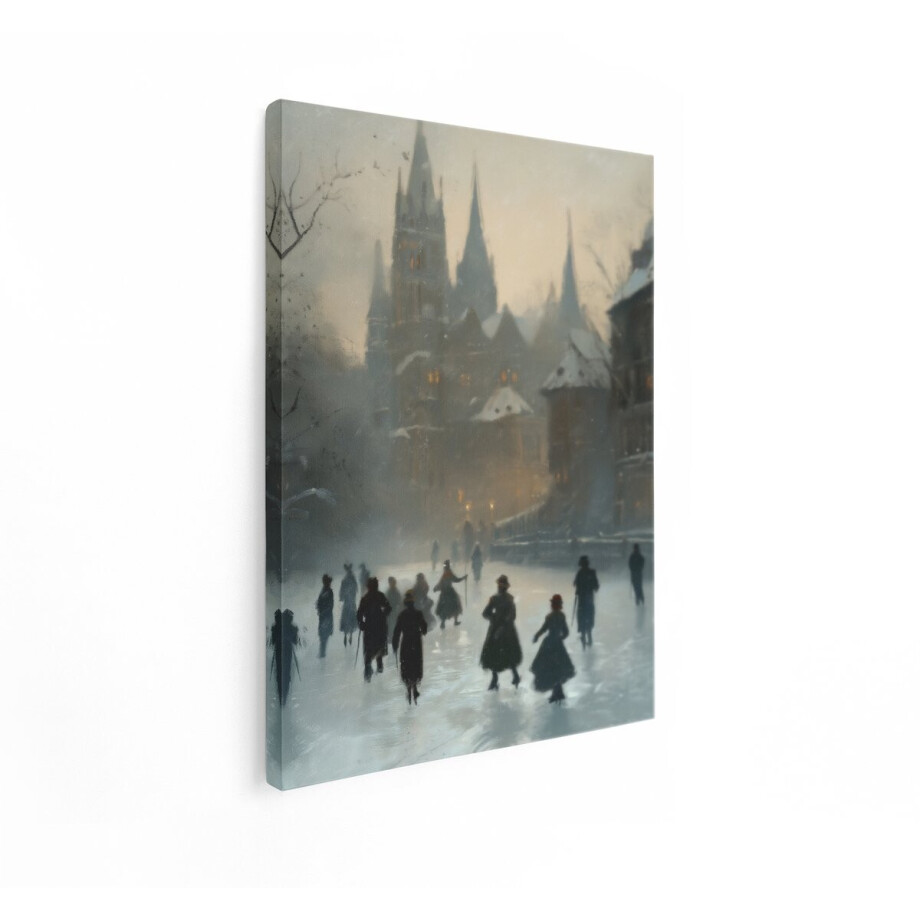 Artaza Canvas Schilderij Schaatsbaan - 30x40 cm - Wanddecoratie Winters Stadsgezicht - Muurdecoratie Vintage Kasteel - Retro Schilderijen Artaza Canvas Schilderij Schaatsbaan - 30x40 cm - Wanddecoratie Winters Stadsgezicht - Muurdecoratie Vintage Kasteel - Retro Schilderijen afbeelding 1