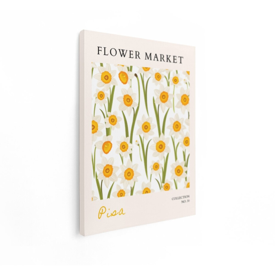 Artaza Canvas Schilderij Narcissen - 30x40 cm - Wanddecoratie Bloemen Poster - Muurdecoratie Vintage - Schilderijen Op Canvas Wit afbeelding 1