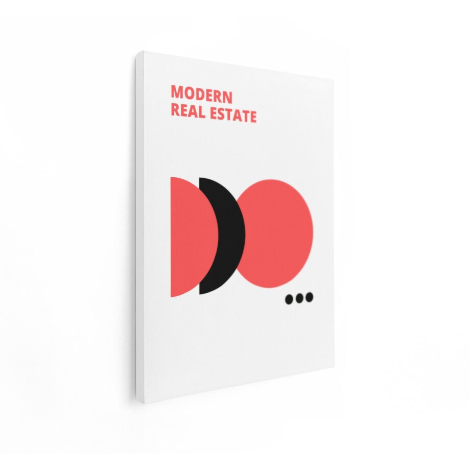 Artaza Canvas Schilderij Moderne Vastgoed Logo met Abstracte Vormen en Tekst - 30x40 cm - Klein - Wanddecoratie Woonkamer - Schilderijen - Muurdecoratie afbeelding 1