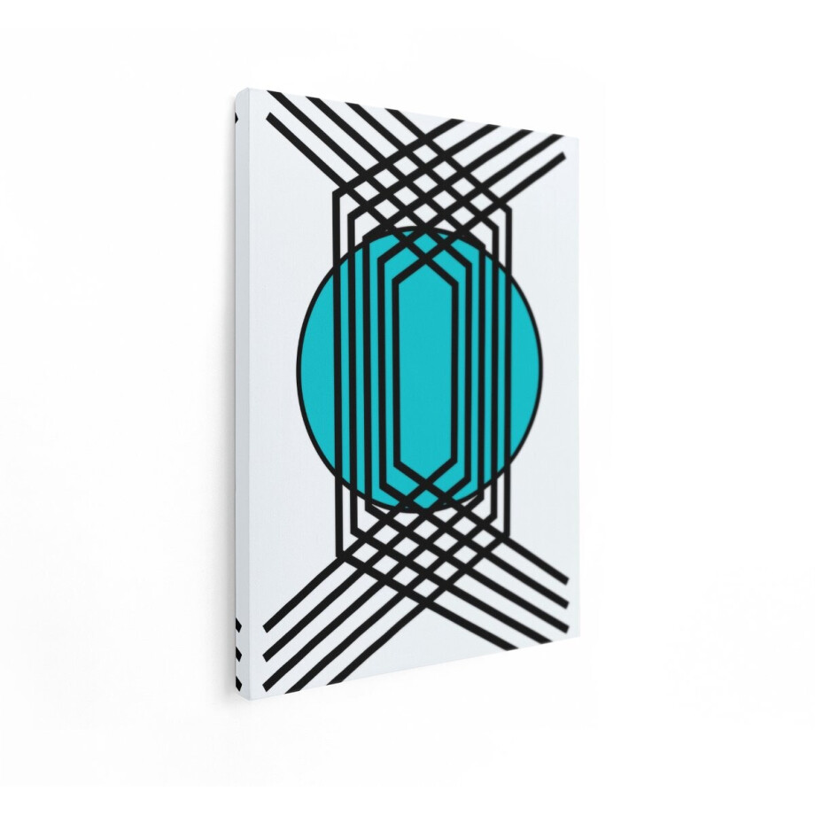Artaza Canvas Schilderij Abstract - 90x120 cm - Wanddecoratie Geometrisch - Muurdecoratie Modern - Decoratie Woonkamer Turquoise afbeelding 1