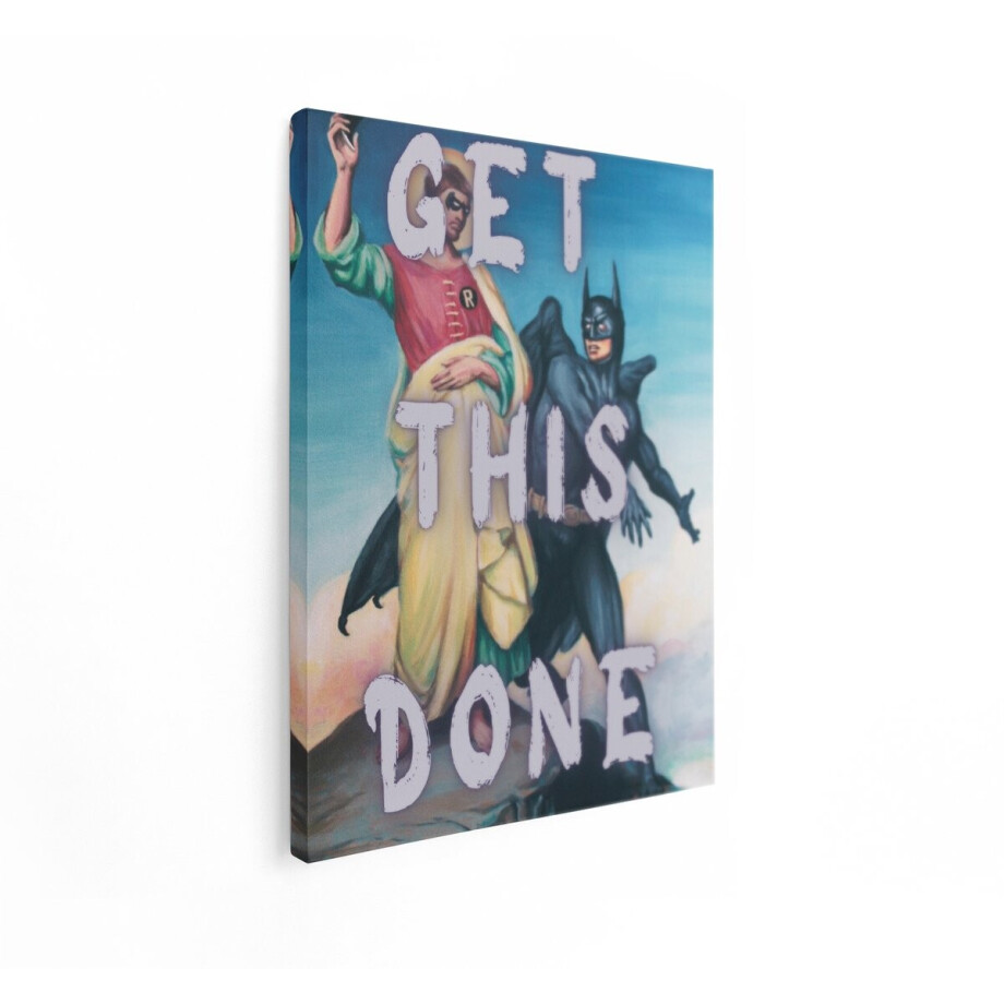 Artaza Canvas Schilderij Batman En Robin - 60x80 cm - Wanddecoratie Superhelden - Muurdecoratie Get This Done - Schilderij Met Tekst Slaapkamer afbeelding 1