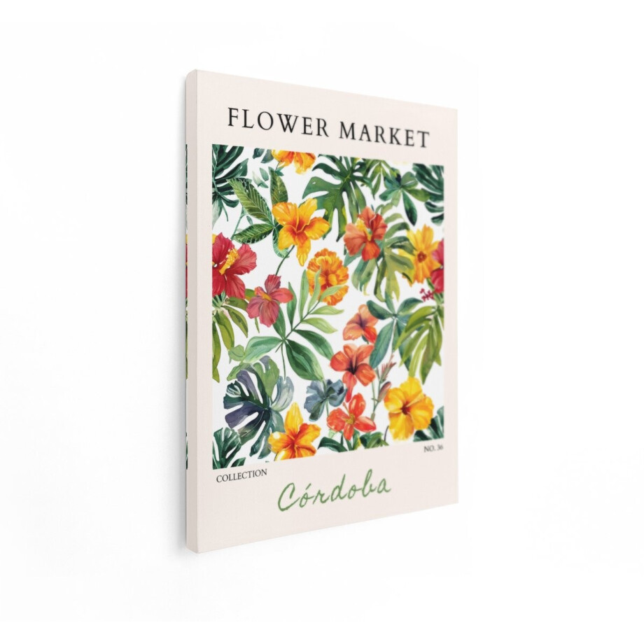 Artaza Canvas Schilderij Bloemen Aquarel - 30x40 cm - Wanddecoratie Botanisch - Muurdecoratie Monstera - Decoratie Tropisch Boho afbeelding 1