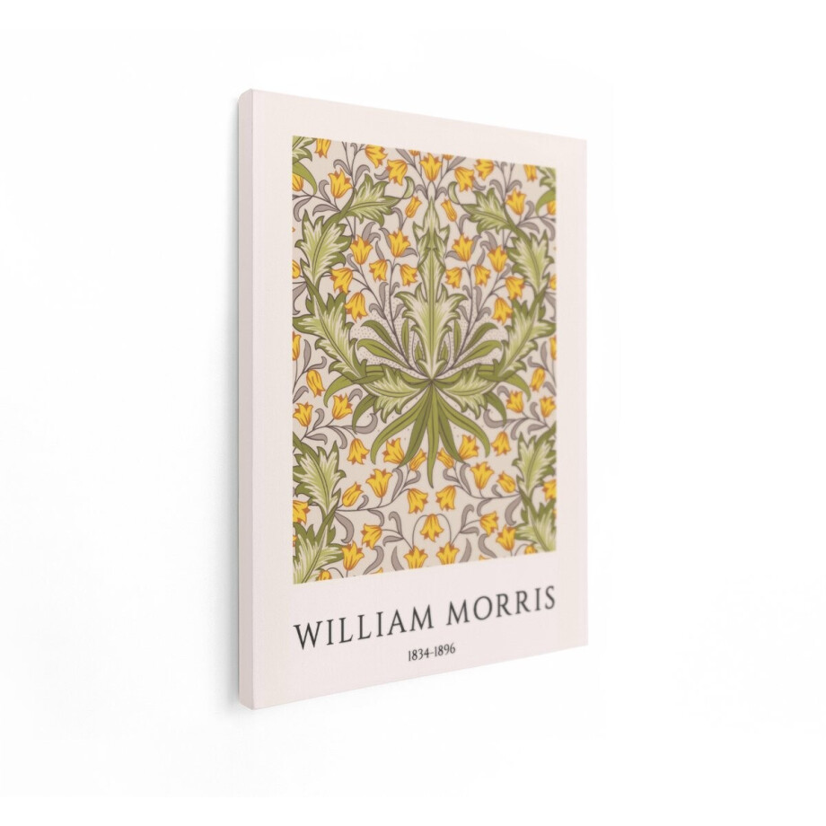 Artaza Canvas Schilderij William Morris Bloempatroon Art Nouveau Ontwerp met Gele Bloemen en Groene Bladeren - 60x80 cm - Wanddecoratie Woonkamer - Schilderijen - Muurdecoratie afbeelding 1