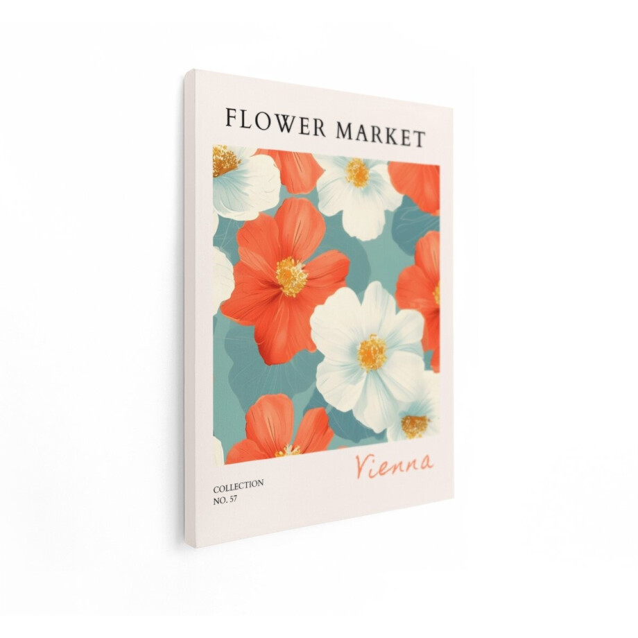 Artaza Canvas Schilderij Bloemenmarkt Poster met Levendige Rode en Witte Bloemen en Tekst - 90x120 cm - Groot - Wanddecoratie Woonkamer - Schilderijen - Muurdecoratie Artaza Canvas Schilderij Bloemenmarkt Poster met Levendige Rode en Witte Bloemen en Tekst - 90x120 cm - Groot - Wanddecoratie Woonkamer - Schilderijen - Muurdecoratie afbeelding 1
