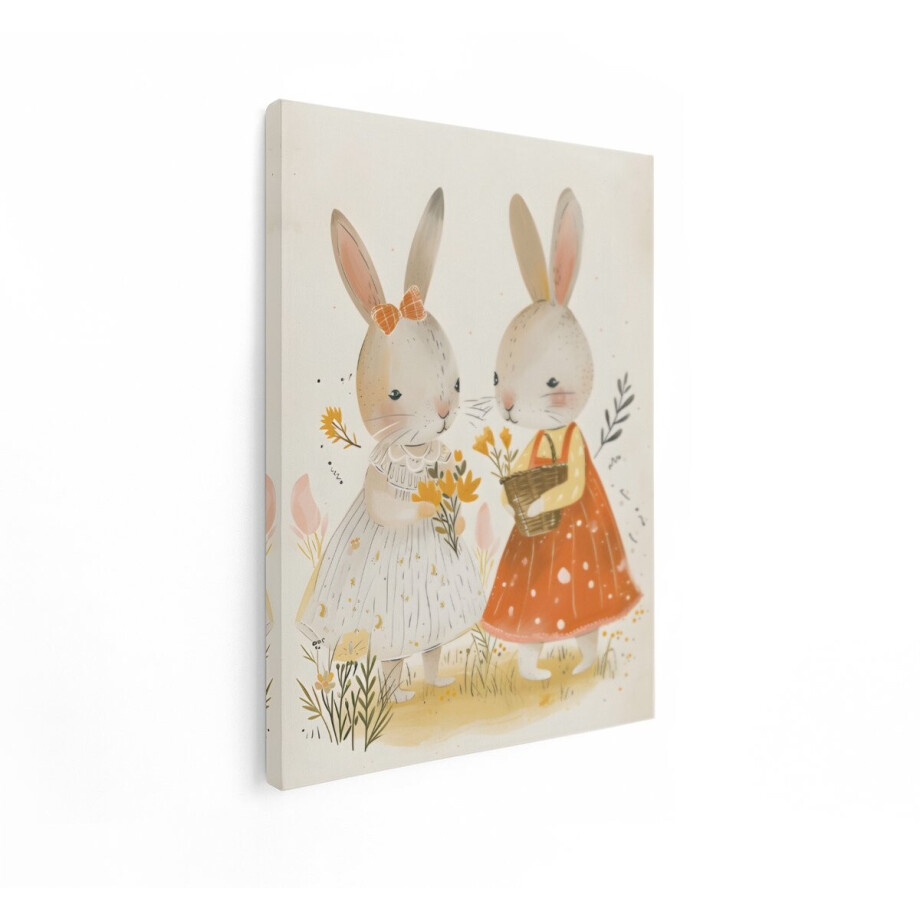 Artaza Canvas Schilderij Konijnen - 30x40 cm - Wanddecoratie Babykamer - Muurdecoratie Bloemen - Schilderijen Kinderkamer Artaza Canvas Schilderij Konijnen - 30x40 cm - Wanddecoratie Babykamer - Muurdecoratie Bloemen - Schilderijen Kinderkamer afbeelding 1