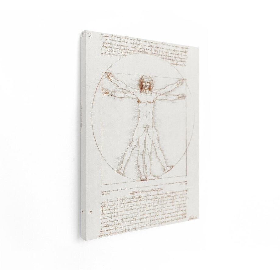 Artaza Canvas Schilderij Vitruviaanse Mens - 60x80 cm - Wanddecoratie Leonardo Da Vinci - Muurdecoratie Oude Meesters - Schilderijen Op Canvas afbeelding 1