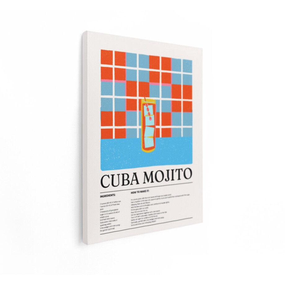 Artaza Canvas Schilderij Cuba Mojito Recept met Ingrediënten en Instructies in een Retro Stijl - 30x40 cm - Klein - Wanddecoratie Woonkamer - Schilderijen - Muurdecoratie Artaza Canvas Schilderij Cuba Mojito Recept met Ingrediënten en Instructies in een Retro Stijl - 30x40 cm - Klein - Wanddecoratie Woonkamer - Schilderijen - Muurdecoratie afbeelding 1