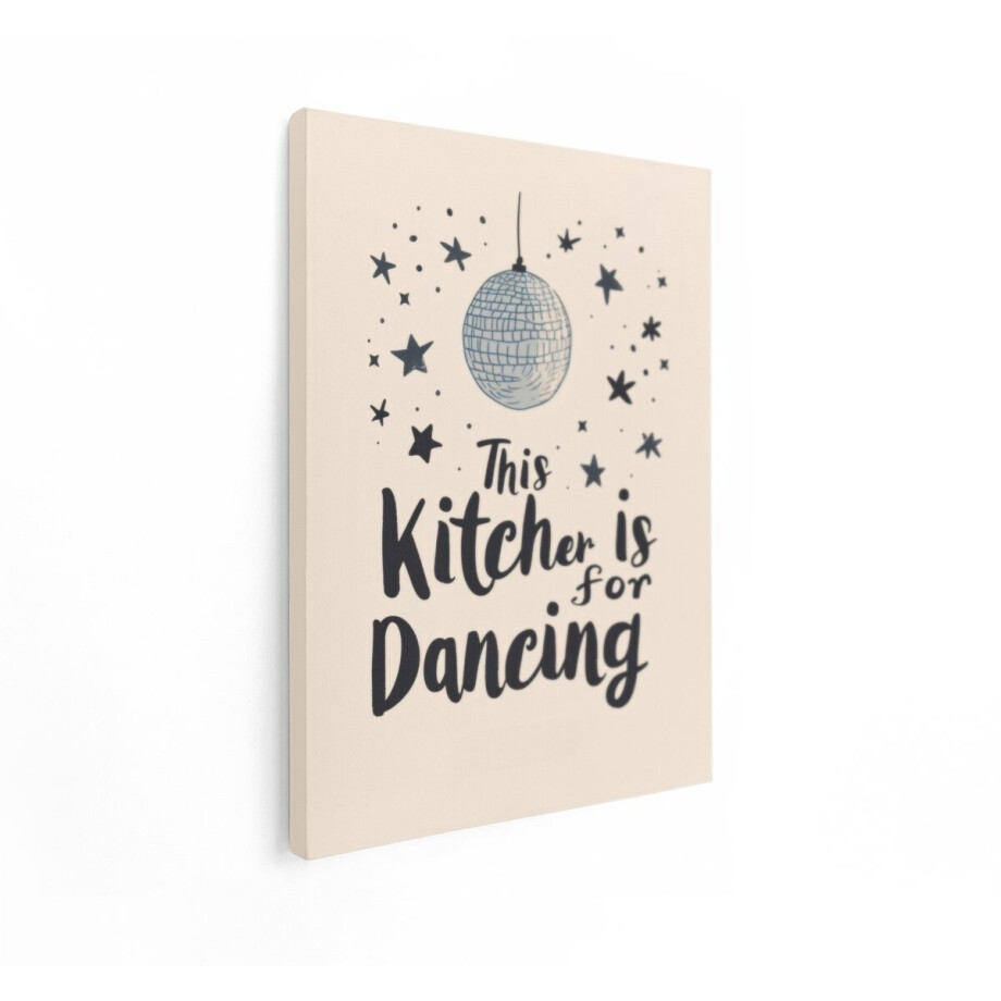 Artaza Canvas Schilderij Keuken Is voor Dansen met Discobal en Sterren Illustratie - 90x120 cm - Groot - Wanddecoratie Woonkamer - Schilderijen - Muurdecoratie afbeelding 1