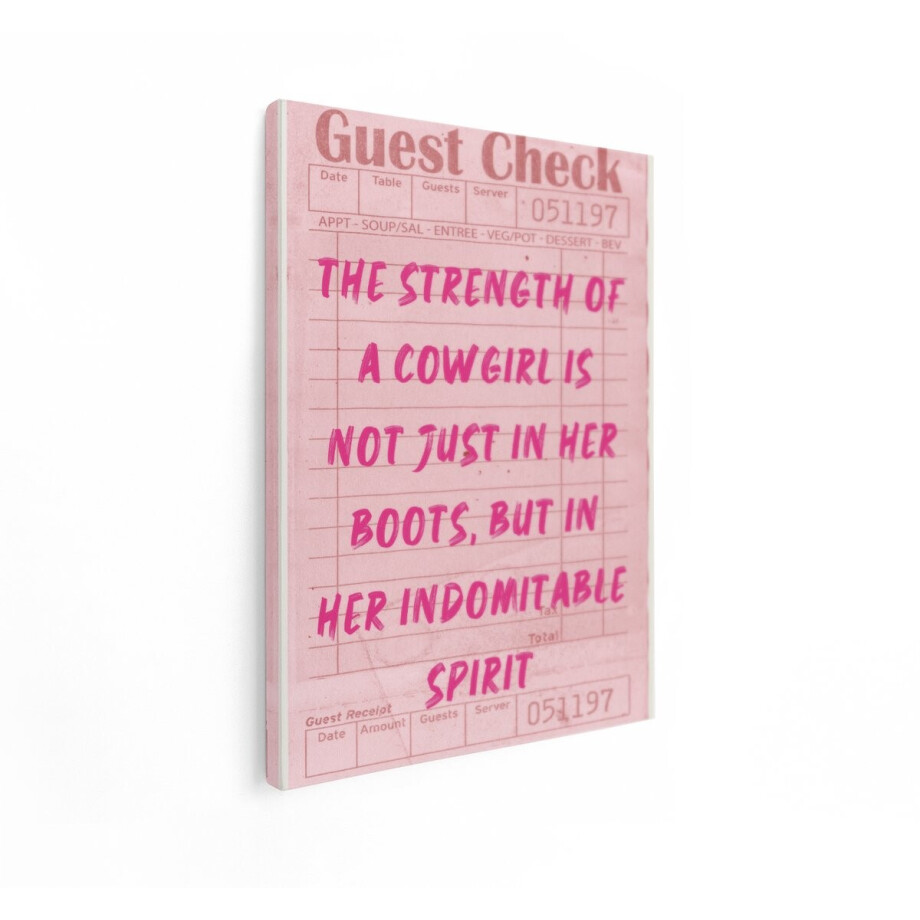 Artaza Canvas Schilderij Cowgirl Quote - 90x120 cm - Wanddecoratie Tekst - Muurdecoratie Retro - Decoratie Guest Check - Roze afbeelding 1