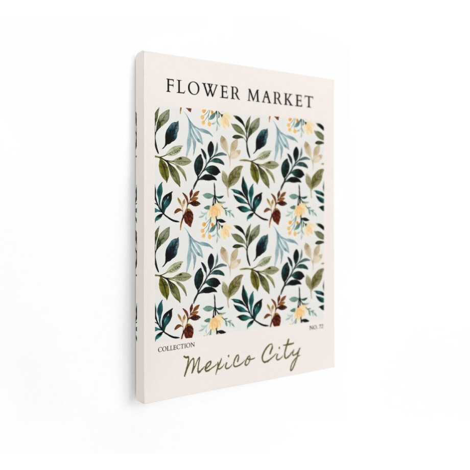 Artaza Canvas Schilderij Flower Market Poster - 30x40 cm - Wanddecoratie Botanisch Patroon - Muurdecoratie Bladeren - Schilderijen Op Canvas afbeelding 1