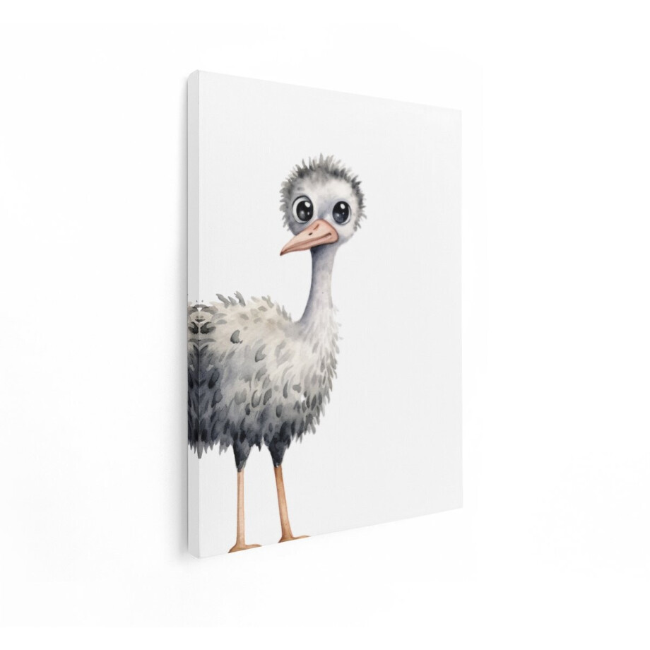 Artaza Canvas Schilderij Struisvogel - 30x40 cm - Wanddecoratie Babykamer - Muurdecoratie Vogel - Schilderijen Op Canvas Kinderkamer afbeelding 1