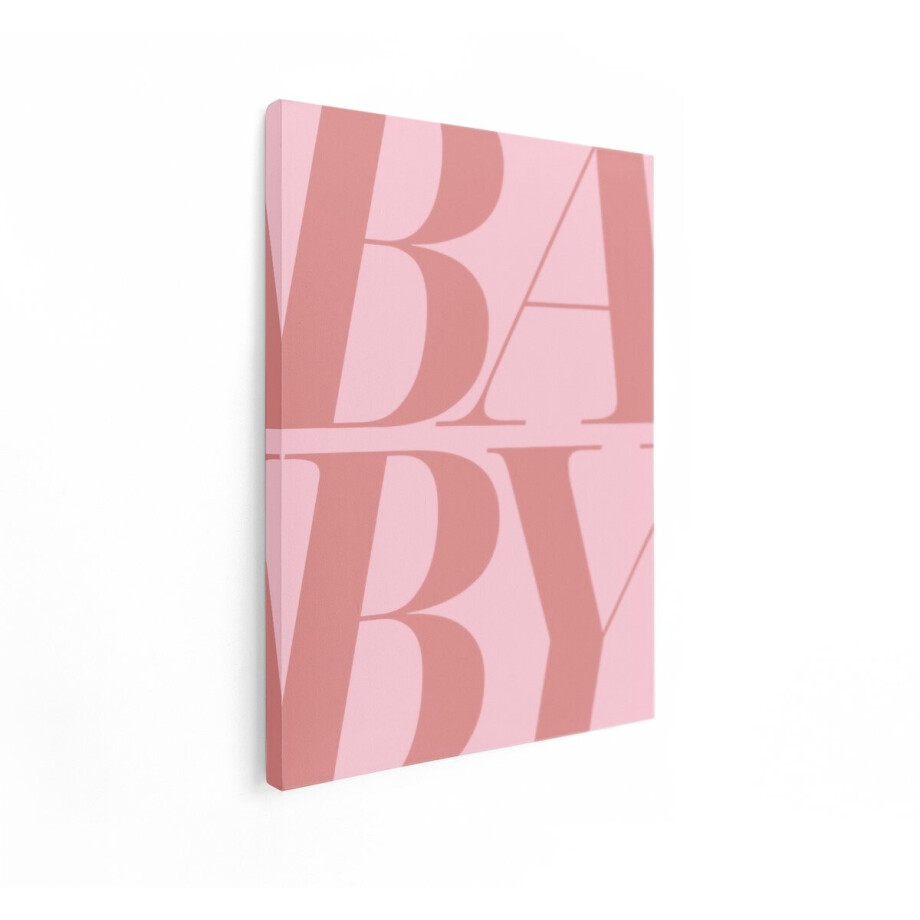 Artaza Canvas Schilderij Baby Tekst - 90x120 cm - Wanddecoratie Babykamer - Muurdecoratie Meisjeskamer - Schilderijen Op Canvas - Roze afbeelding 1