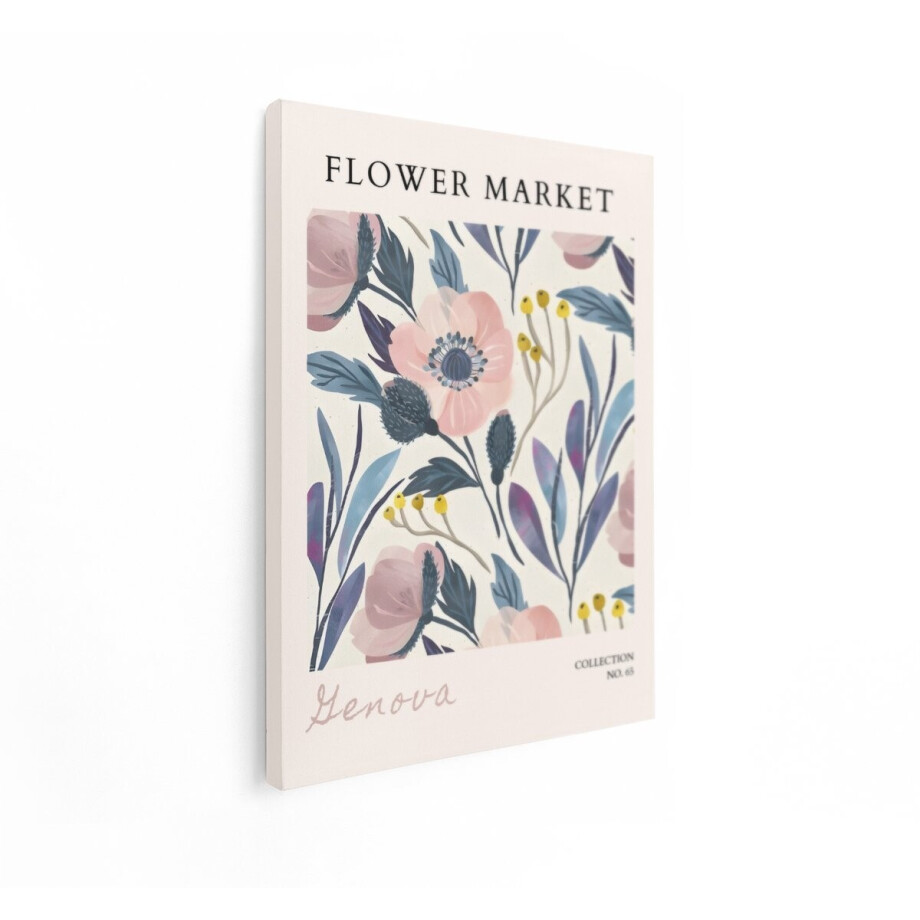 Artaza Canvas Schilderij Bloemen Poster - 30x40 cm - Wanddecoratie Vintage Bloemen - Muurdecoratie Woonkamer - Kamer Accessoires Roze afbeelding 1