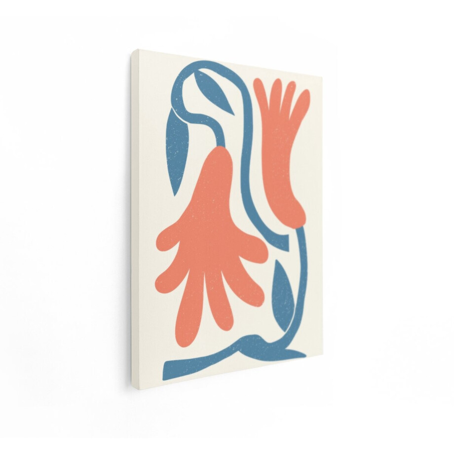 Artaza Canvas Schilderij Abstracte Bloemen en Bladeren in een Minimalistische - Moderne Stijl - 30x40 cm - Klein - Wanddecoratie Woonkamer - Schilderijen - Muurdecoratie afbeelding 1