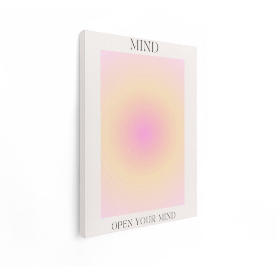 Artaza Canvas Schilderij Abstract Roze - 30x40 cm - Wanddecoratie Open Your Mind - Muurdecoratie Tekst - Schilderijen Op Canvas afbeelding 1